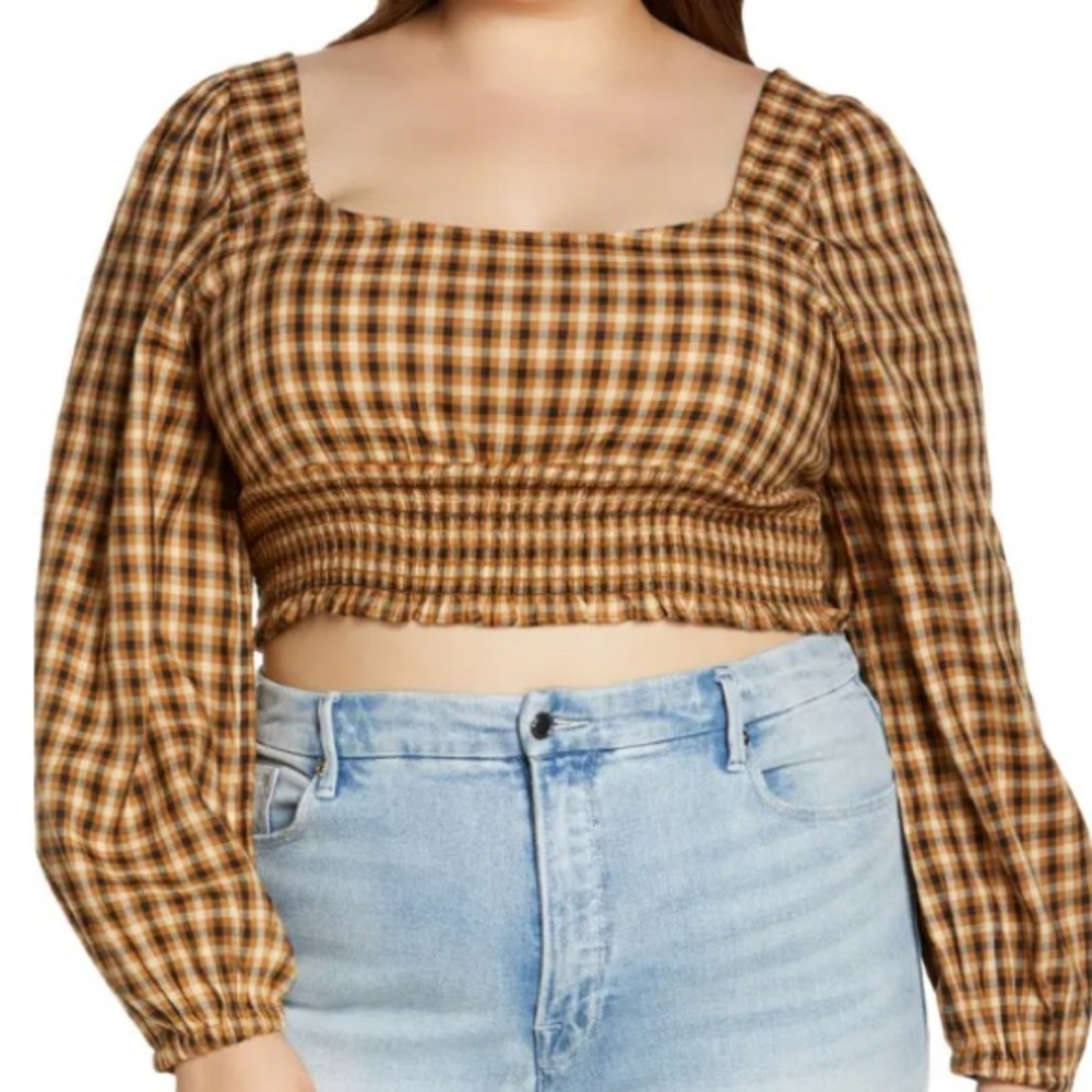 BP. Dreamy Long Sleeve Smock Crop Top, Size 2X, NWT